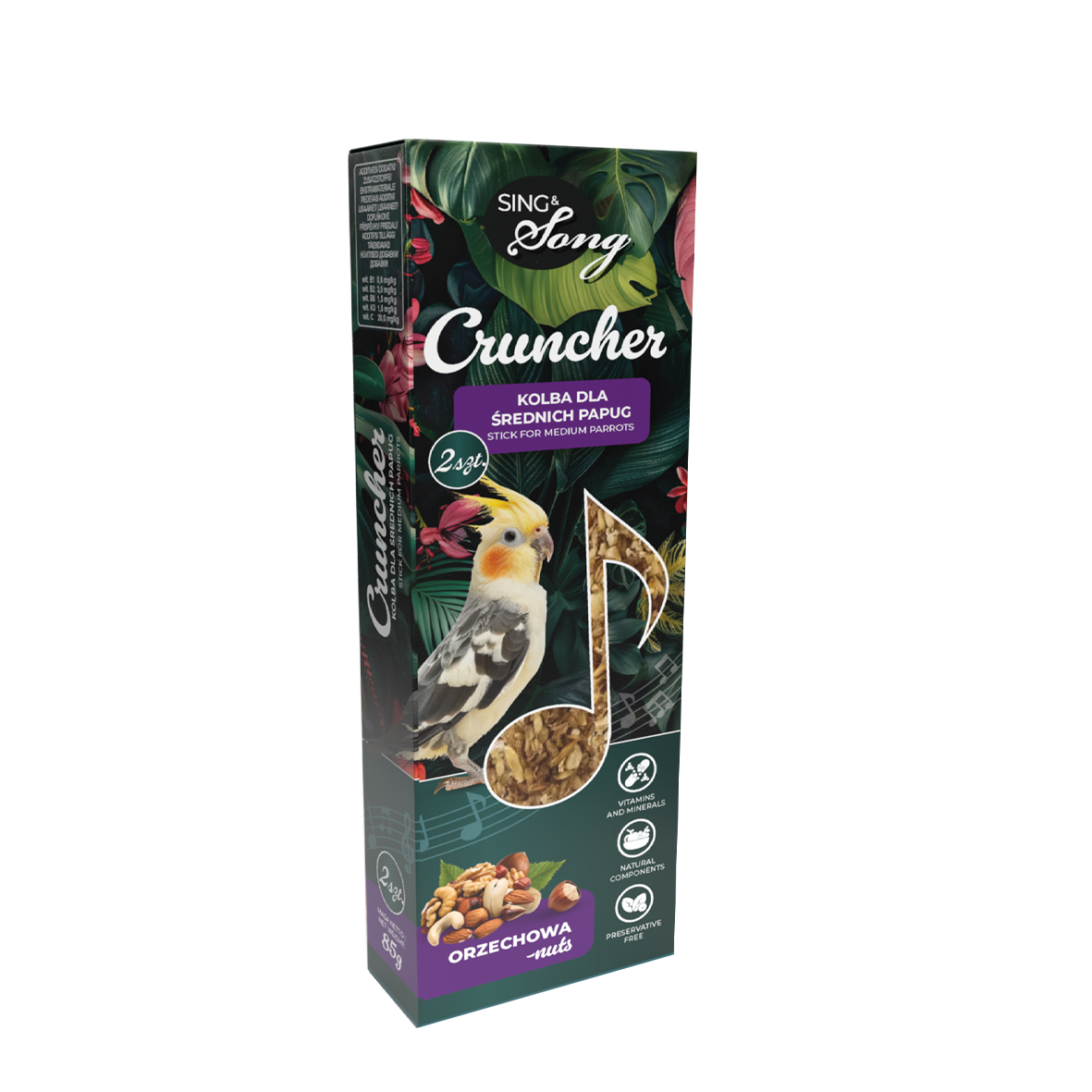 Papagaiļiem vidēja izmēra papagaiļiem papildbarības maisījums rieksti un graudi 85g