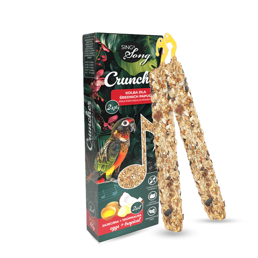 Papagaiļiem vidēja izmēra papagaiļiem papildbarības maisījums olas un tropiskie augļi 85g