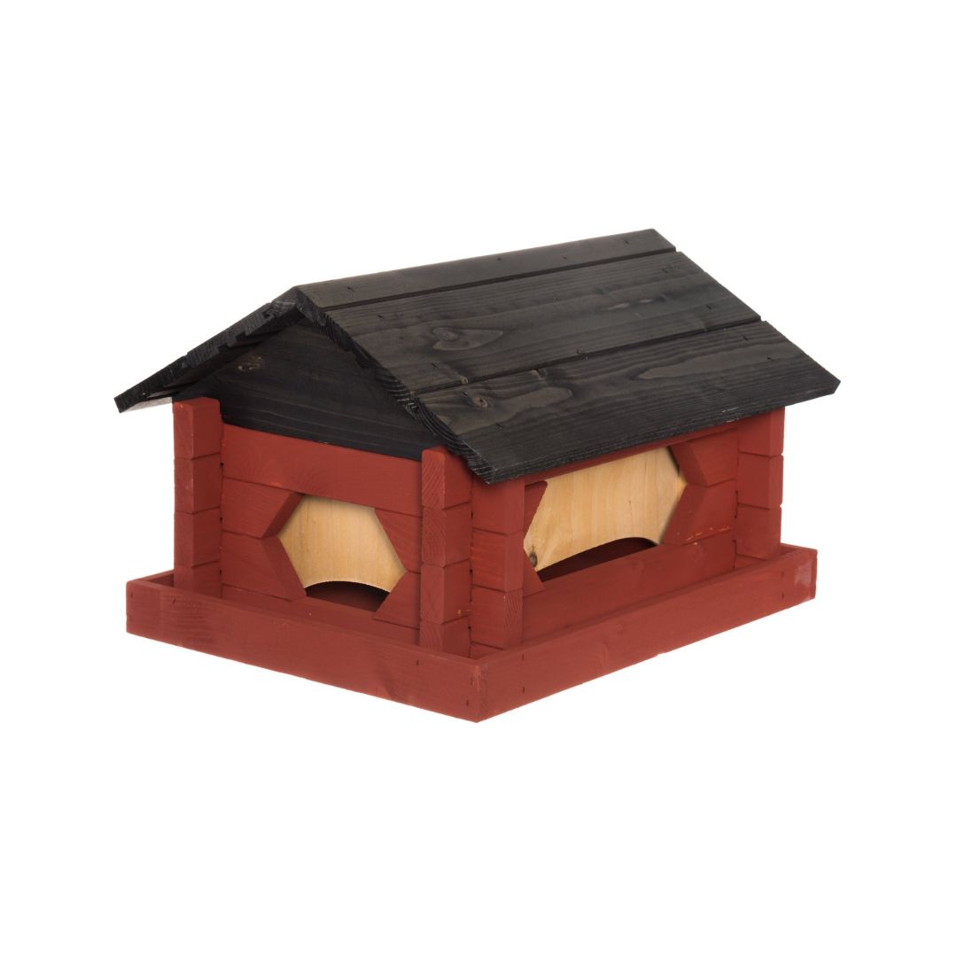 Putniem barotava Mājiņa koka brūna ar melnu jumtiņu 15.5cm