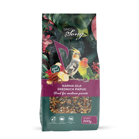 Papagaiļiem vidēja izmēra papagaiļiem papildbarības maisījums 500g