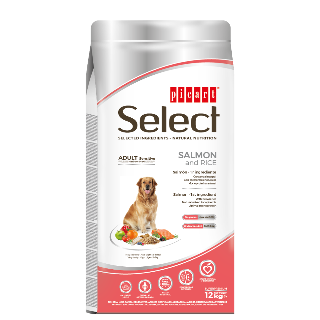 Suņu barība Select Sensitive Superpremium  ar lasi un rīsiem 12kg