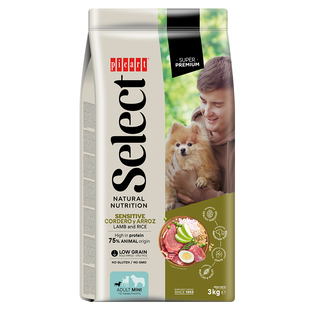 Suņu barība Select mazo šķirņu pieaugušiem suņiem ar jēru un rīsiem 8kg