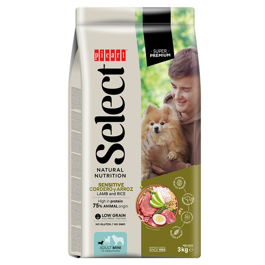 Suņu barība Select mazo šķirņu pieaugušiem suņiem ar jēru un rīsiem 8kg