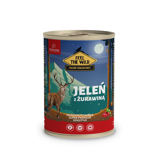 Suņu konservi pieaugušiem suņiem ar brieža gaļu un dzērvenēm 400g