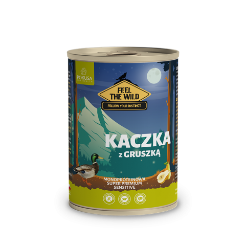 Suņu konservi pieaugušiem suņiem ar meža pīles gaļu un bumbieriem 400g