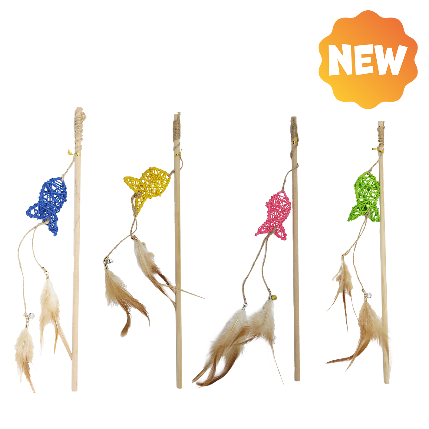 Kaķiem rotaļlieta makšķere 47cm