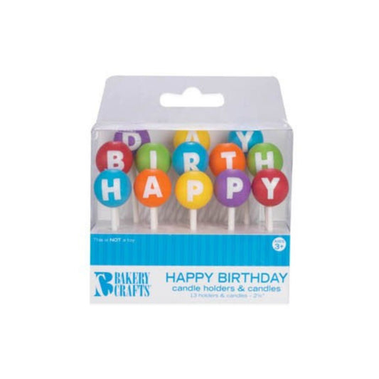 Tortes svecītes baloni ar uzrakstu HAPPY BIRTHDAY 13gab