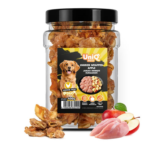 Suņu gardumi vistas "Vistas gaļā ietīti ābolu gabaliņi" 400g ~40gab